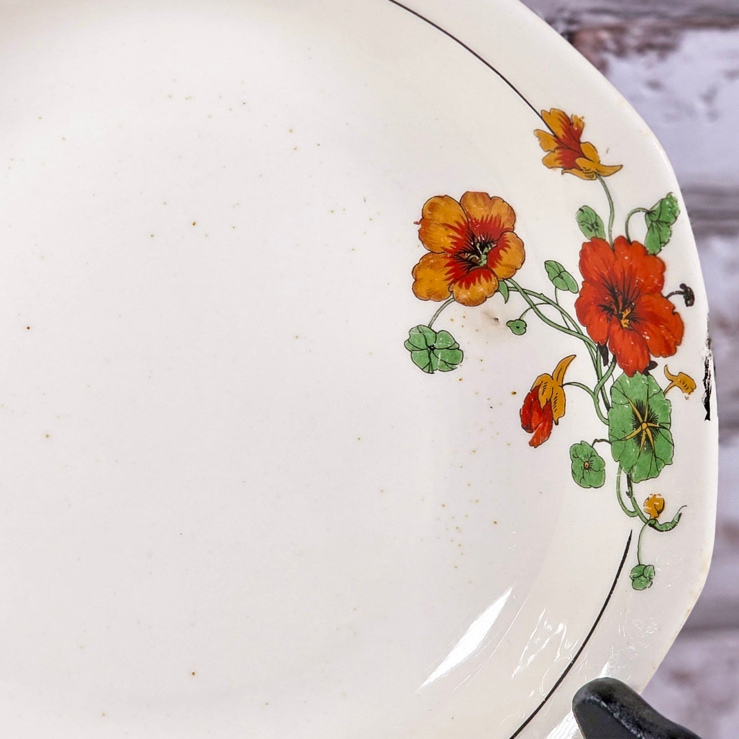 Vintage Homer Laughlin Nasturtium Ironstone Bowl – 8 Inch – Beautiful Aged-Earned Crazing – Cottage Decor