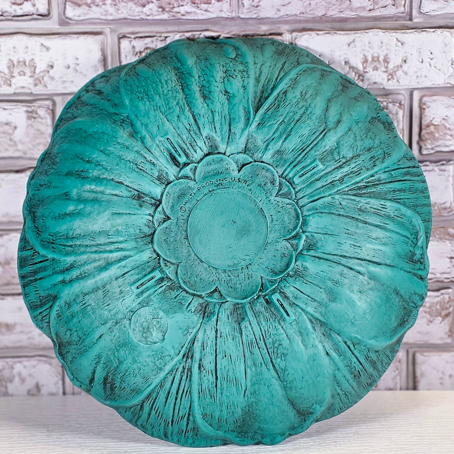 Upcycled Turquoise Floral Resin Bowl | Hand-Painted Decorative Bowl