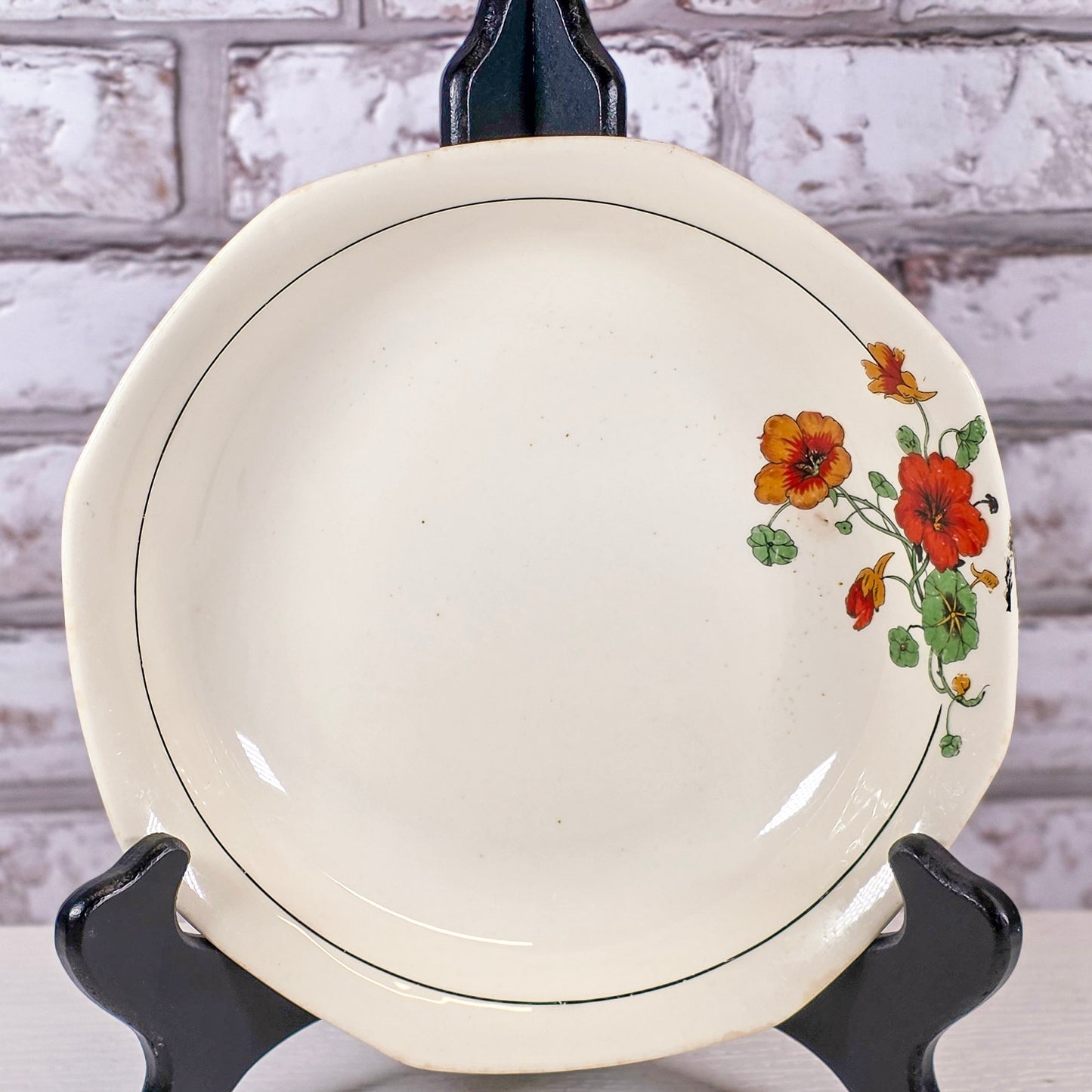 Vintage Homer Laughlin Nasturtium Ironstone Bowl – 8 Inch – Beautiful Aged-Earned Crazing – Cottage Decor