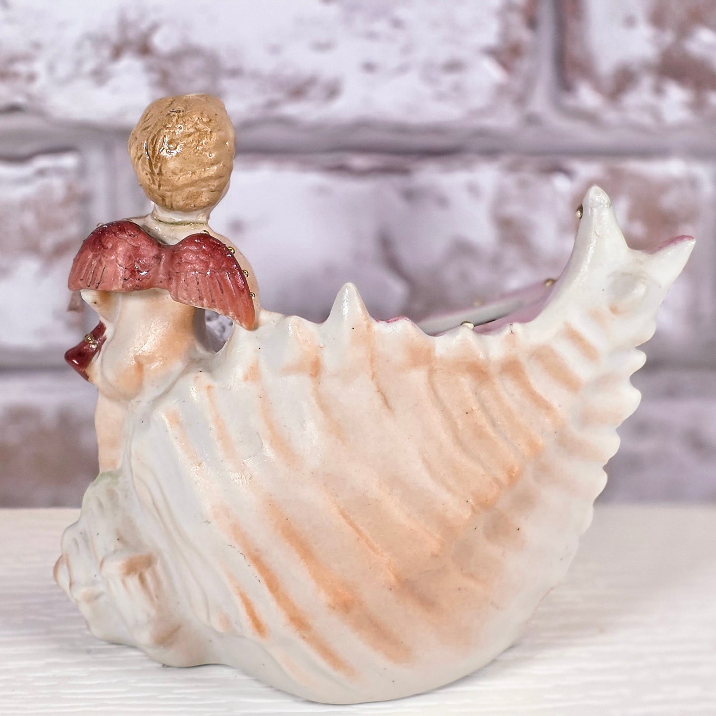 Vintage Japanese Porcelain Cherub Planter | Hand-Painted Pastel Decor