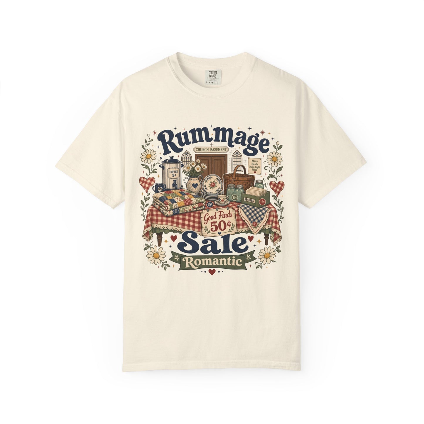 Rummage Sale Romantic Church Basement Vintage Tee | Funny Thrifting Shirt | Gift for Thrifters