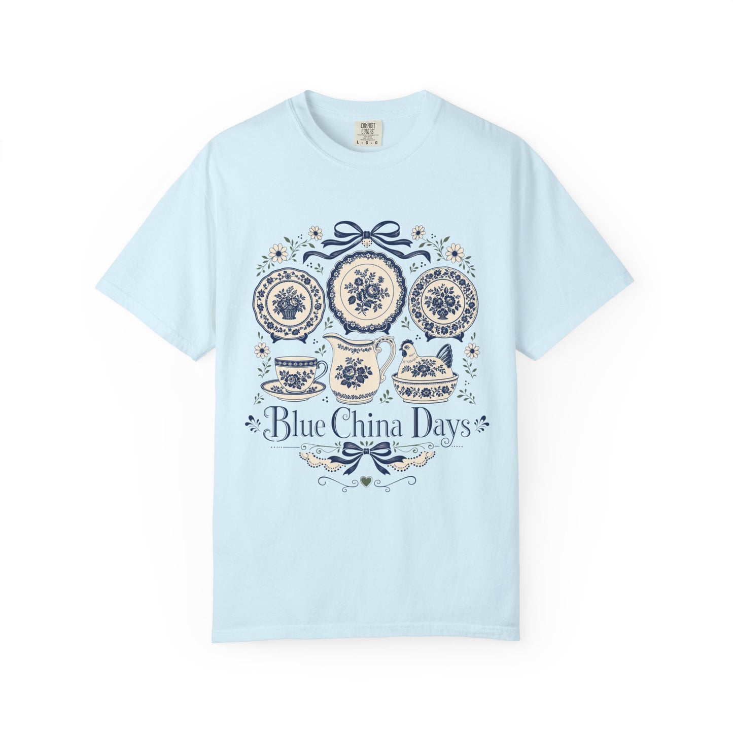 Blue China Days Vintage Tee | Transferware China Shirt | Gift for China & Tea Lovers