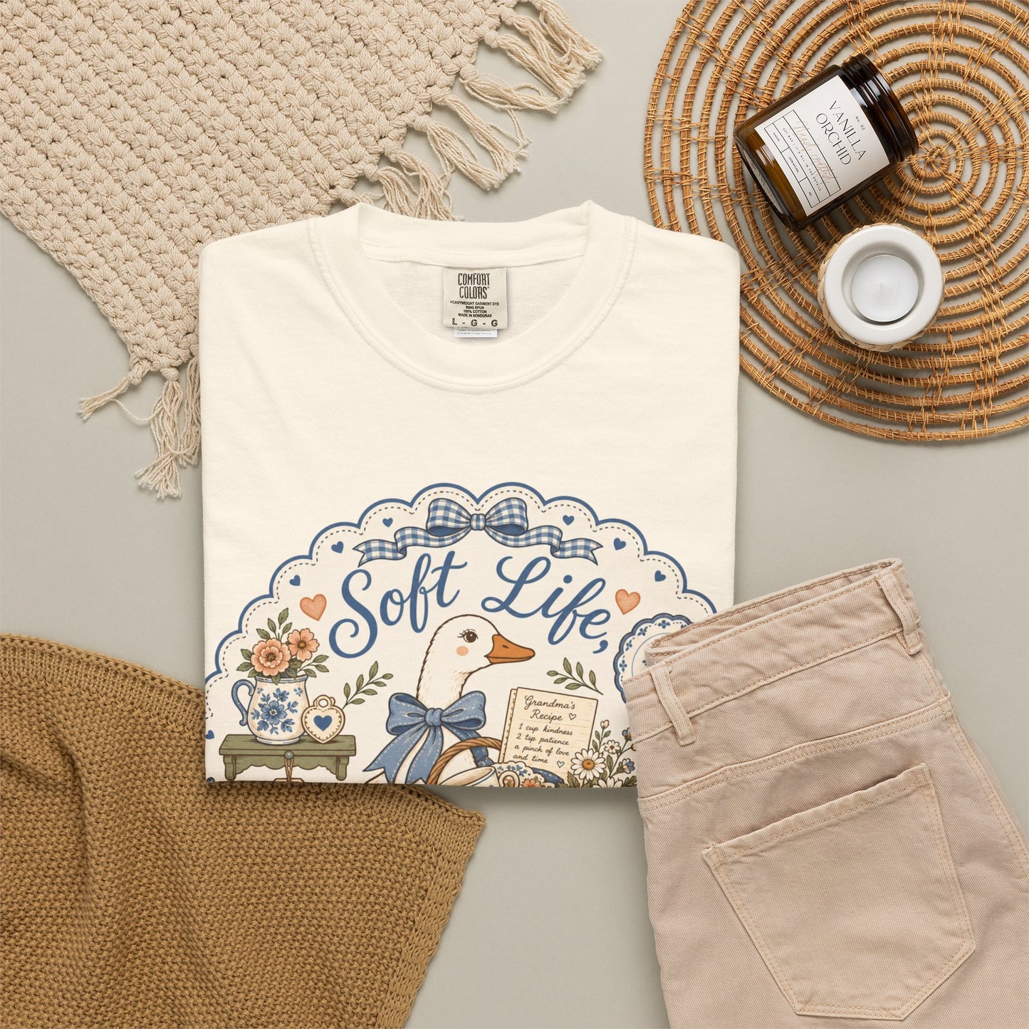 Soft Life Secondhand Style Vintage Tee | Grandmacore Goose Shirt | Gift for Thrifters & Cottage Lovers