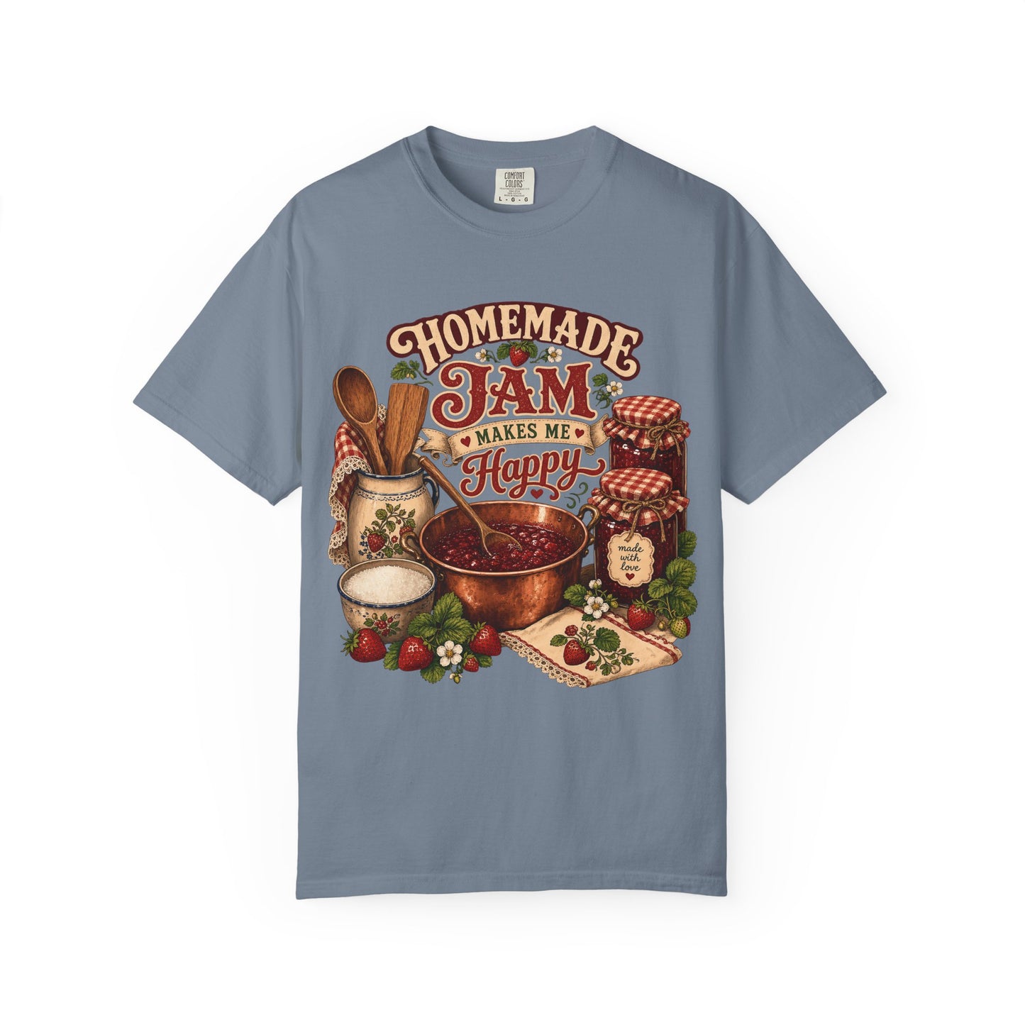 Homemade Jam Makes Me Happy Vintage Tee | Grandmacore Canning Shirt | Gift for Home Canners