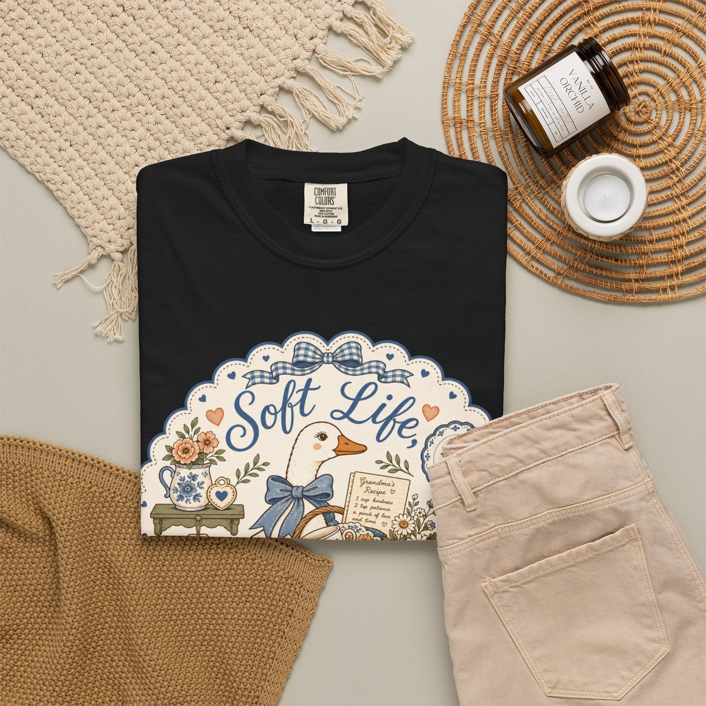 Soft Life Secondhand Style Vintage Tee | Grandmacore Goose Shirt | Gift for Thrifters & Cottage Lovers