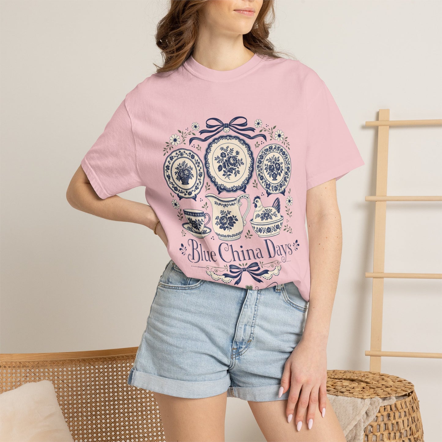 Blue China Days Vintage Tee | Transferware China Shirt | Gift for China & Tea Lovers