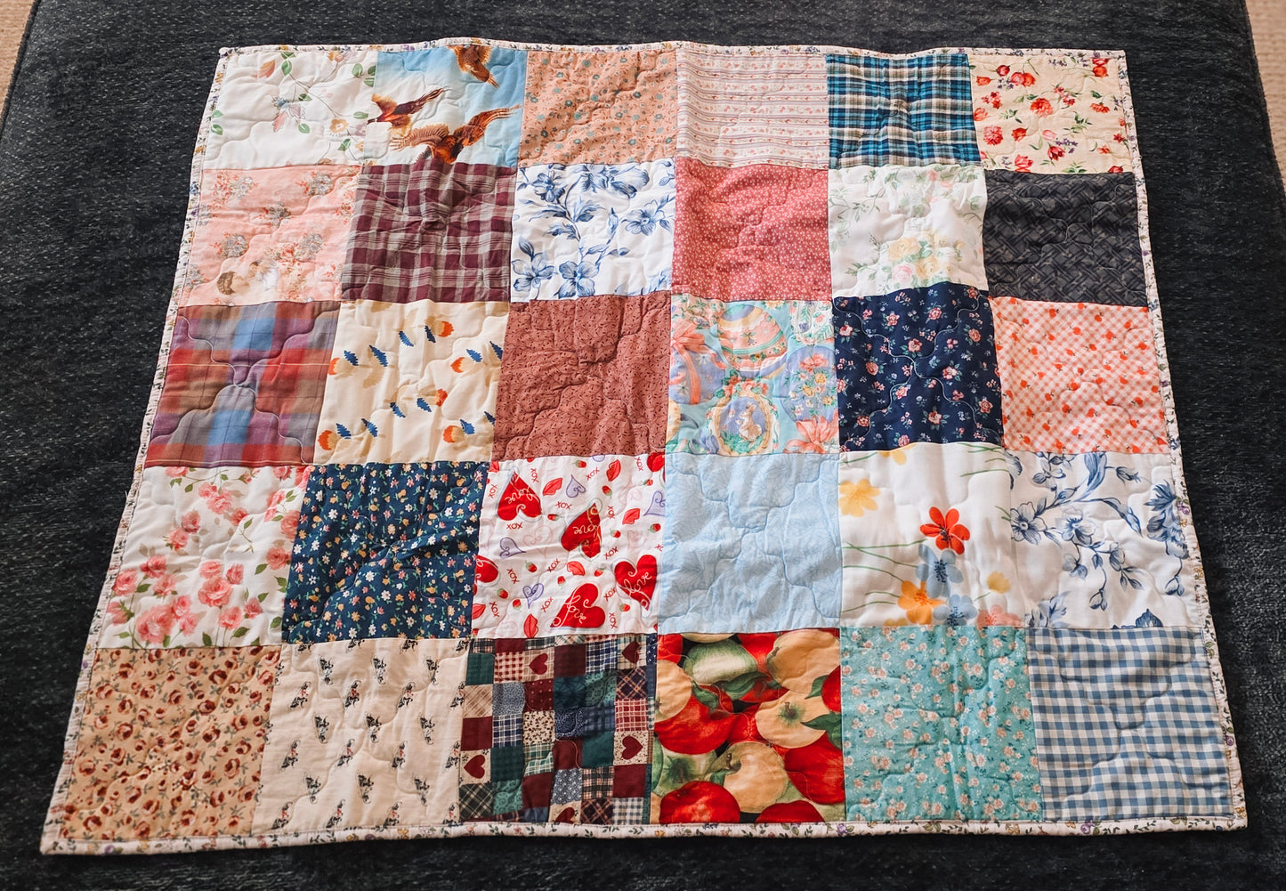 Handmade Patchwork Quilt | Reversible Lap or Baby Quilt | Cottage Style Handmade Blanket