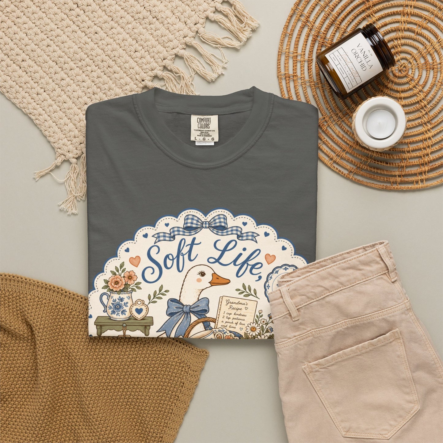 Soft Life Secondhand Style Vintage Tee | Grandmacore Goose Shirt | Gift for Thrifters & Cottage Lovers