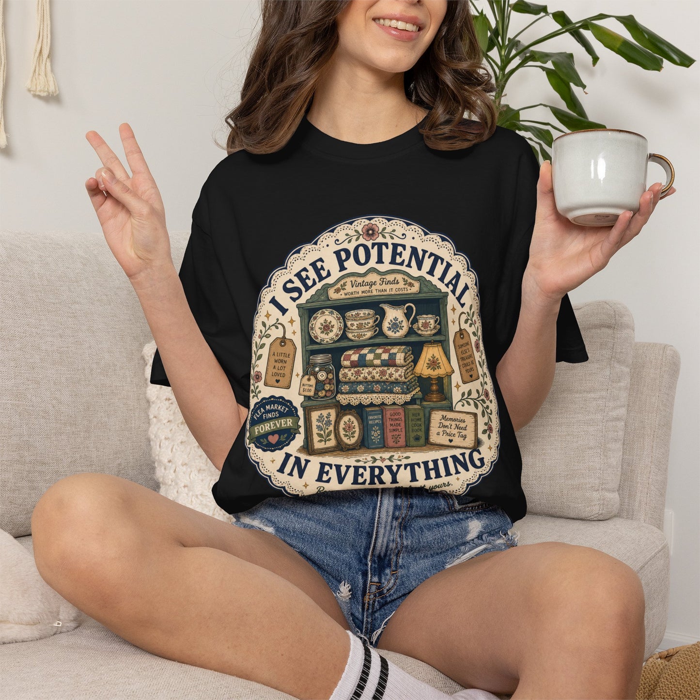 I See Potential In Everything Vintage Tee | Flea Market Finds Forever Shirt | Gift for Thrifters & Upcyclers