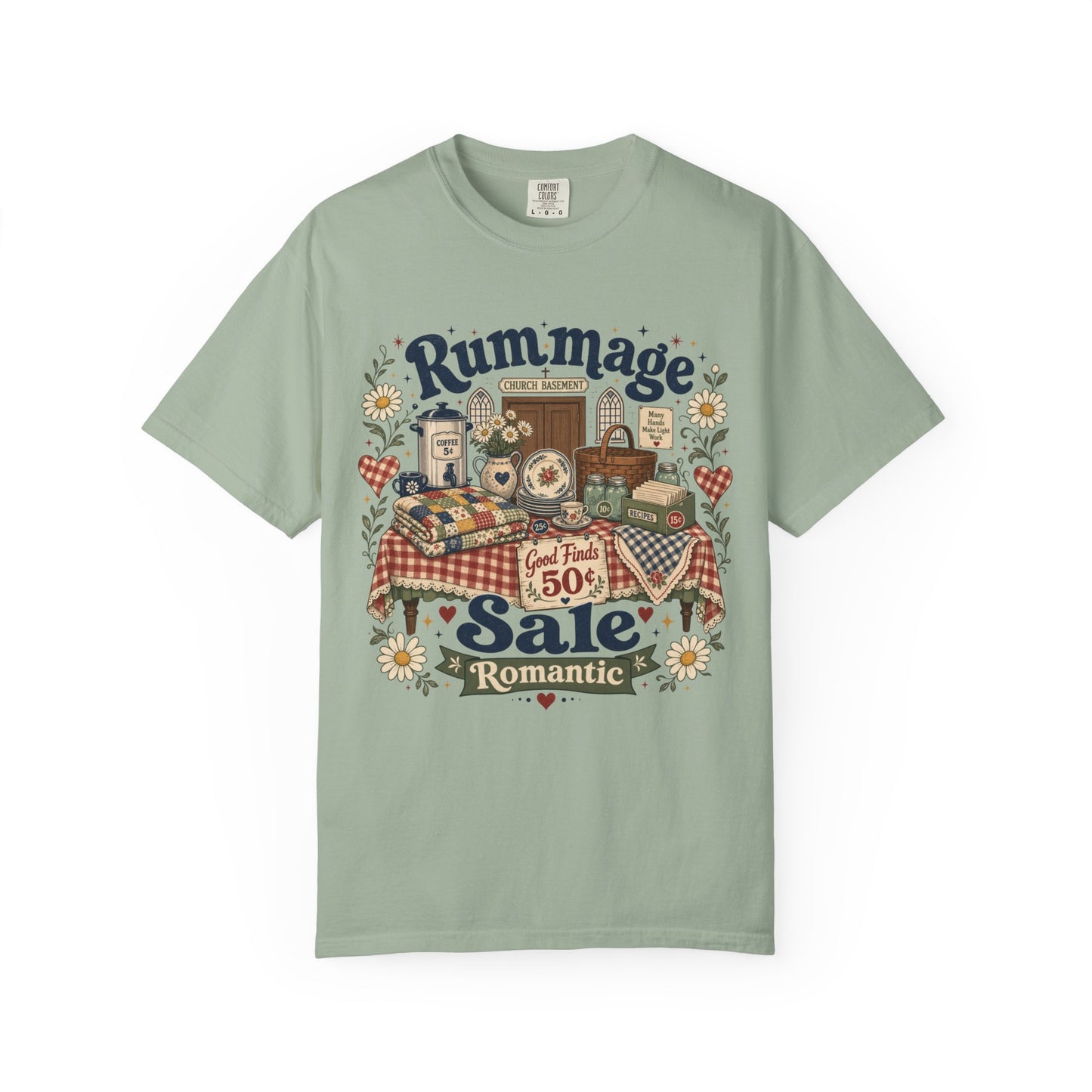 Rummage Sale Romantic Church Basement Vintage Tee | Funny Thrifting Shirt | Gift for Thrifters