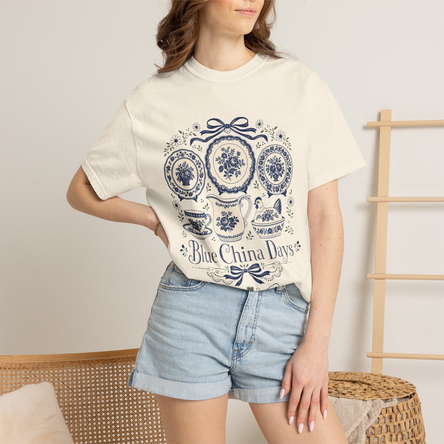 Blue China Days Vintage Tee | Transferware China Shirt | Gift for China & Tea Lovers