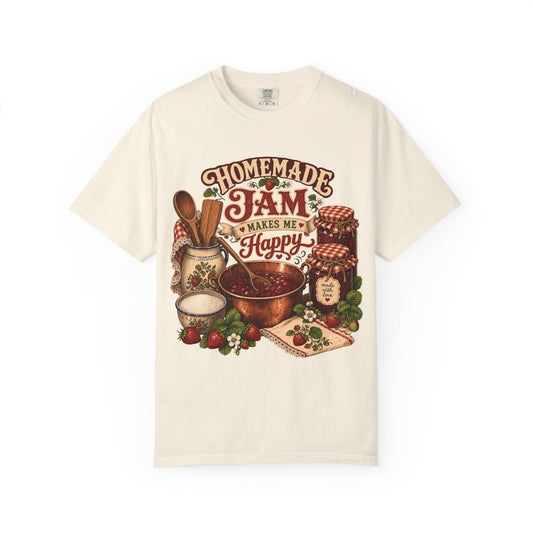 Homemade Jam Makes Me Happy Vintage Tee | Grandmacore Canning Shirt | Gift for Home Canners