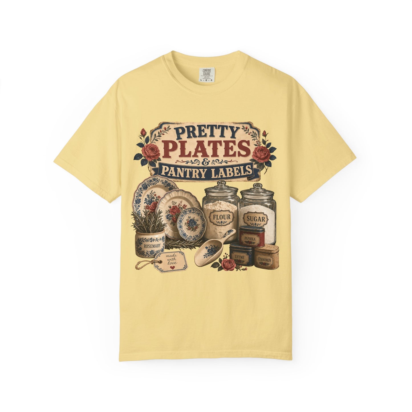Pretty Plates And Pantry Labels Vintage Tee | Grandmacore Kitchen Shirt | Gift for Vintage Kitchen Lovers