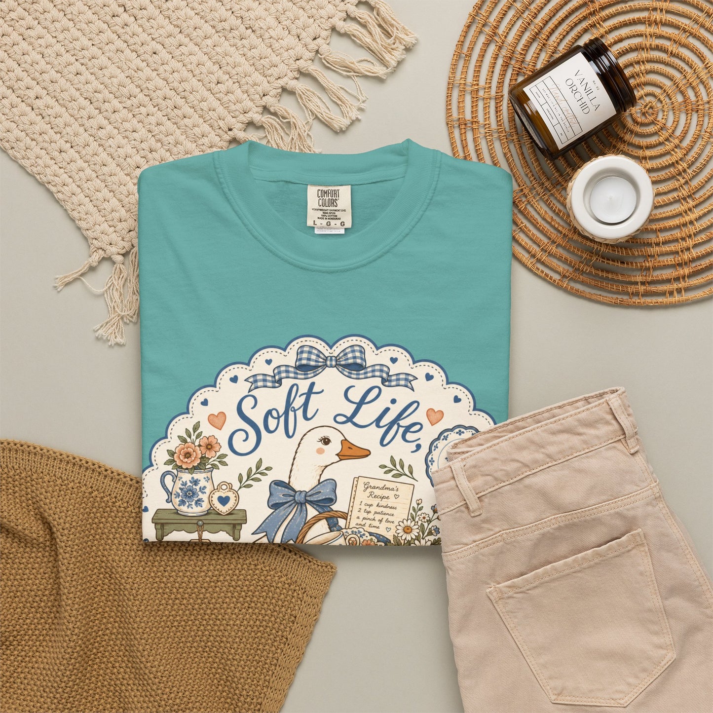 Soft Life Secondhand Style Vintage Tee | Grandmacore Goose Shirt | Gift for Thrifters & Cottage Lovers