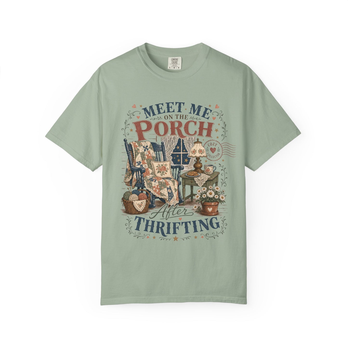 Meet Me On The Porch After Thrifting Vintage Tee | Cozy Collector Shirt | Gift for Thrifters & Porch Sitters
