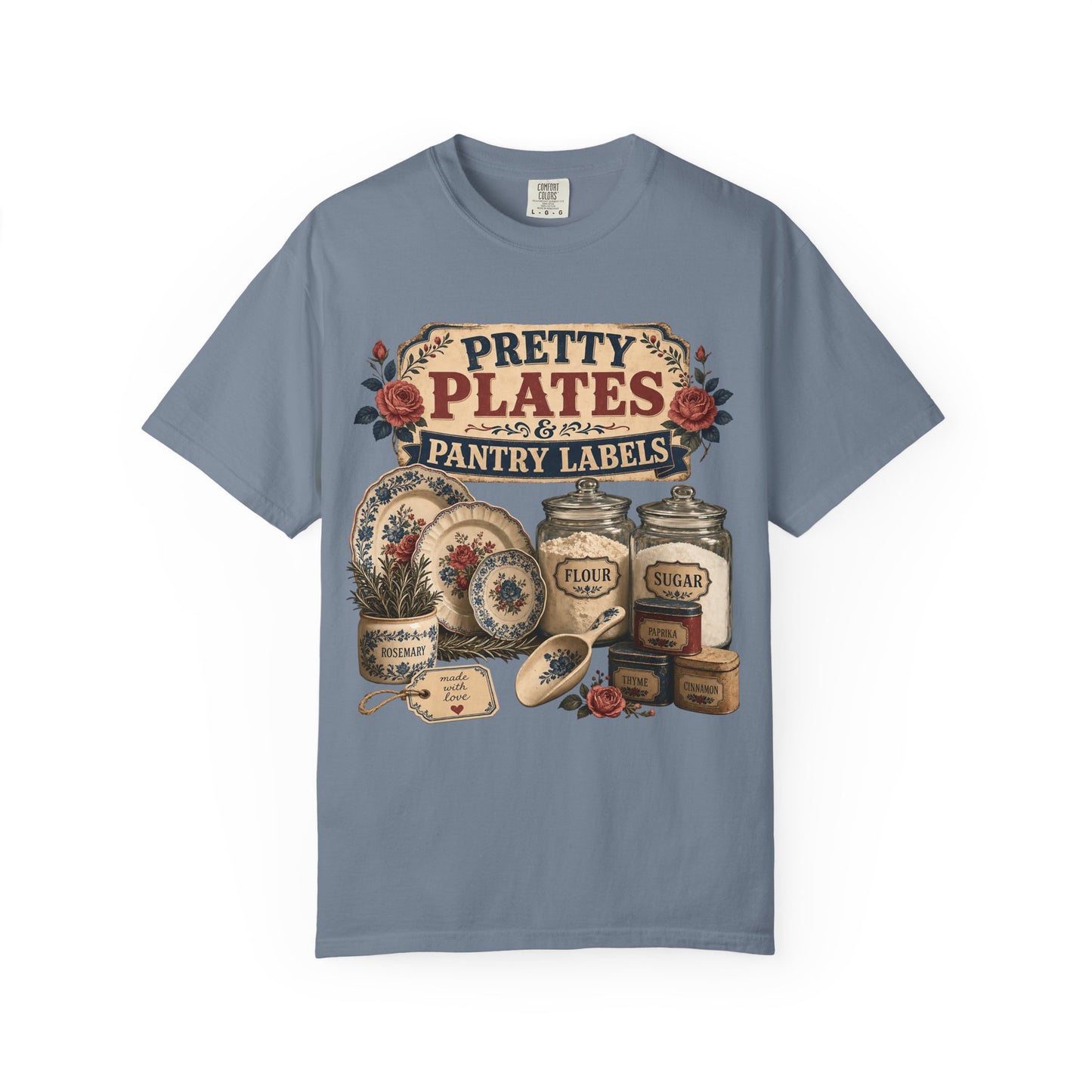 Pretty Plates And Pantry Labels Vintage Tee | Grandmacore Kitchen Shirt | Gift for Vintage Kitchen Lovers