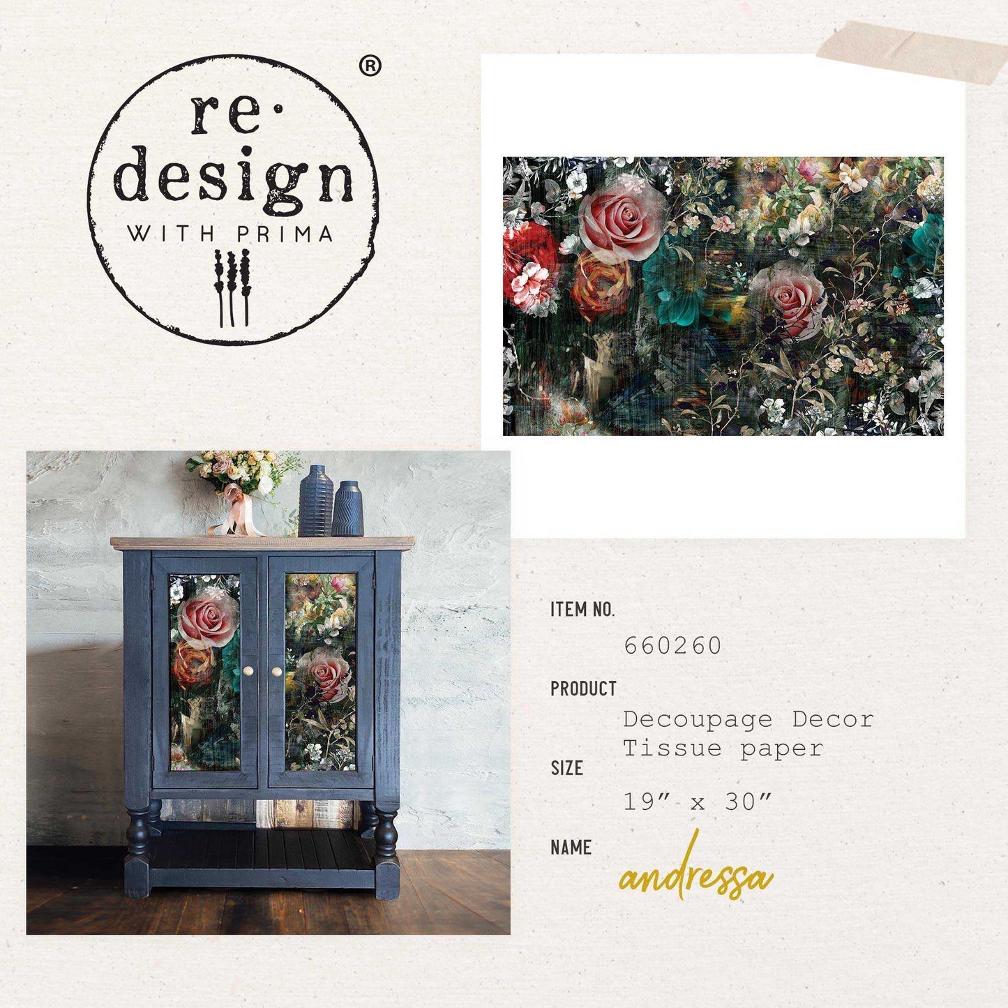 Andressa Decoupage Decor Tissue Paper Redesign with Prima