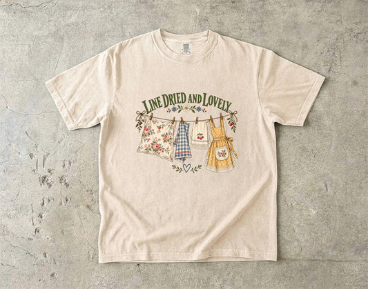 Line Dried and Lovely Vintage Tee | Clothesline Linens Shirt | Gift for Thrifters & Grandmacore Lovers