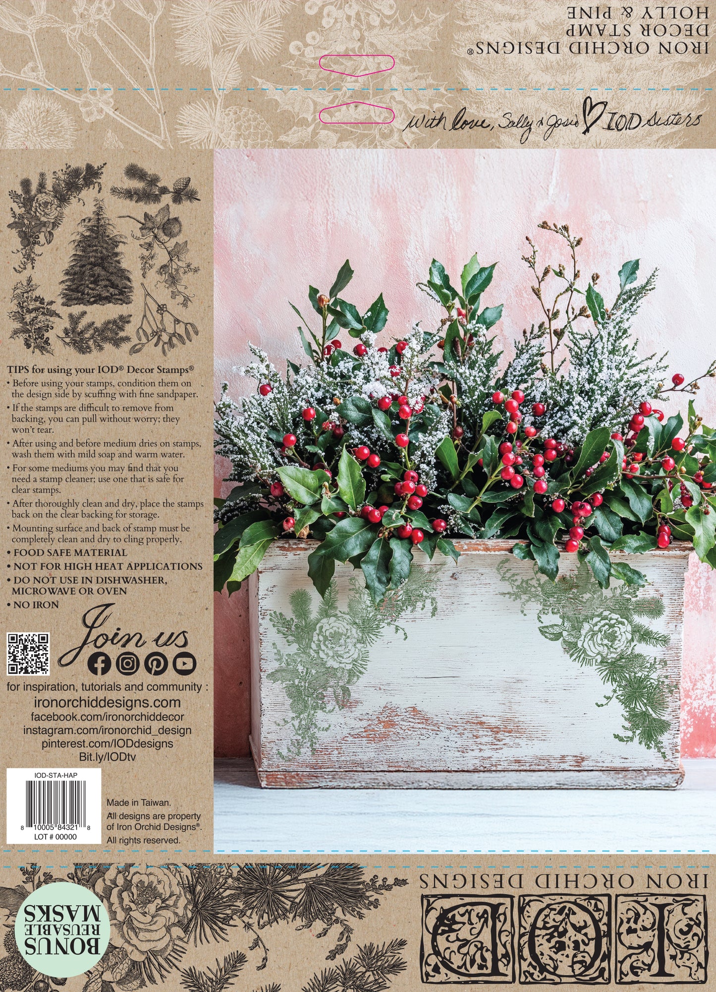 Holly & Pine IOD Stamp