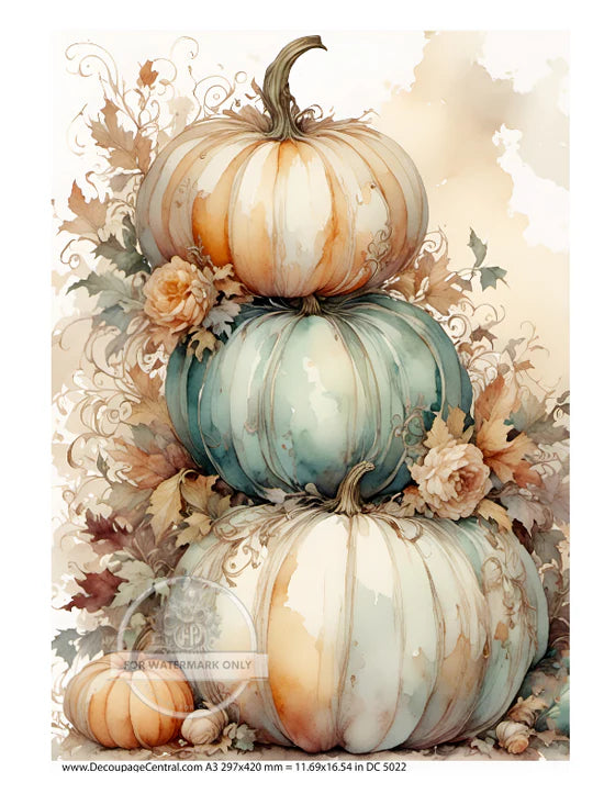 Watercolor Pumpkin Stack Rice Paper