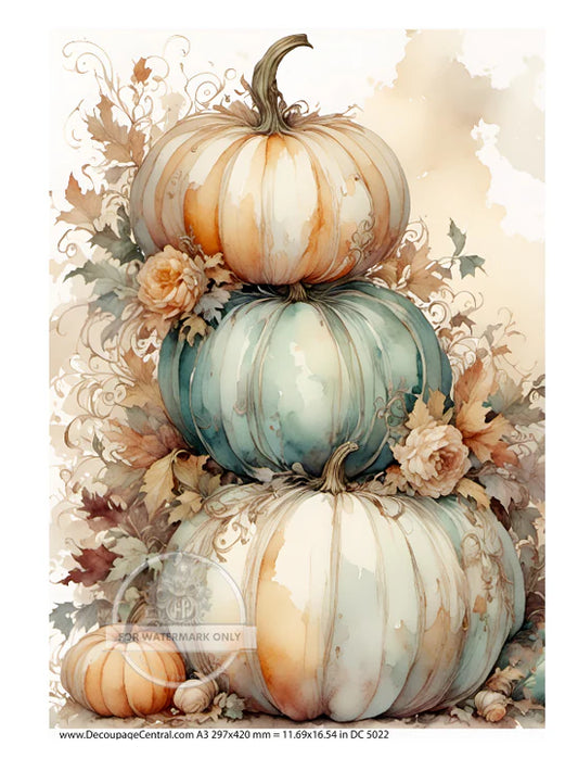 Watercolor Pumpkin Stack Rice Paper