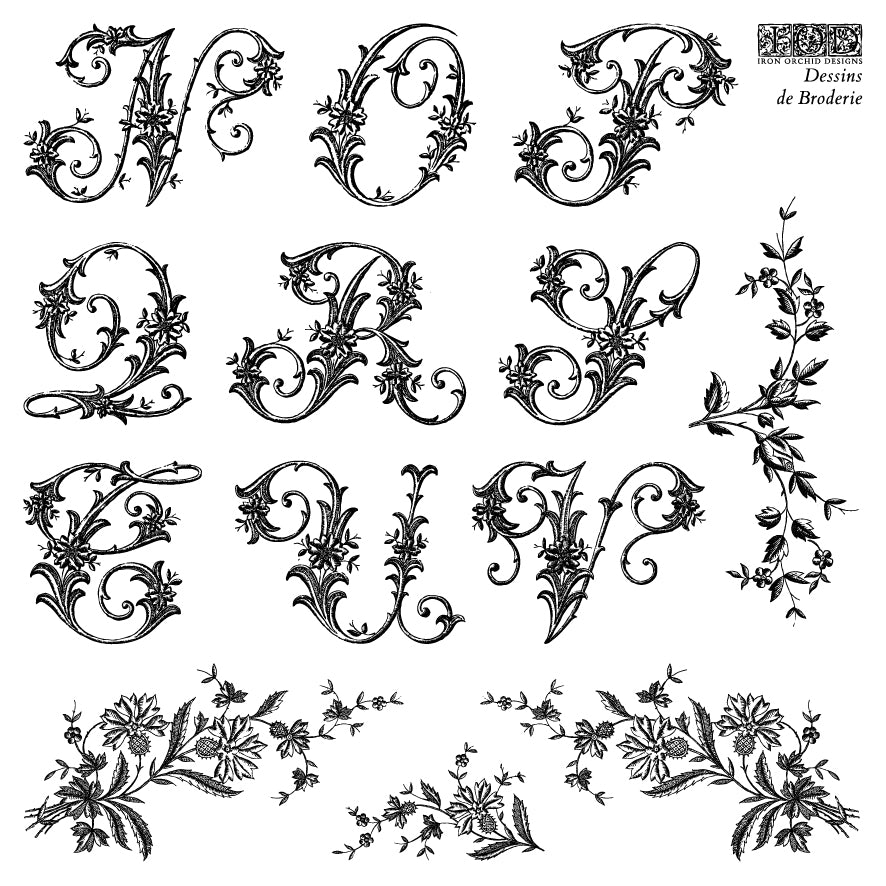 Dessins de Broderie — IOD Stamp 6x6 Four Sheet Boxed Set