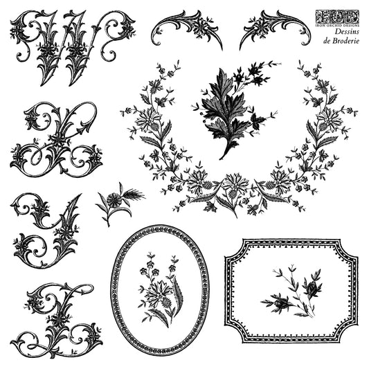 Dessins de Broderie — IOD Stamp 6x6 Four Sheet Boxed Set