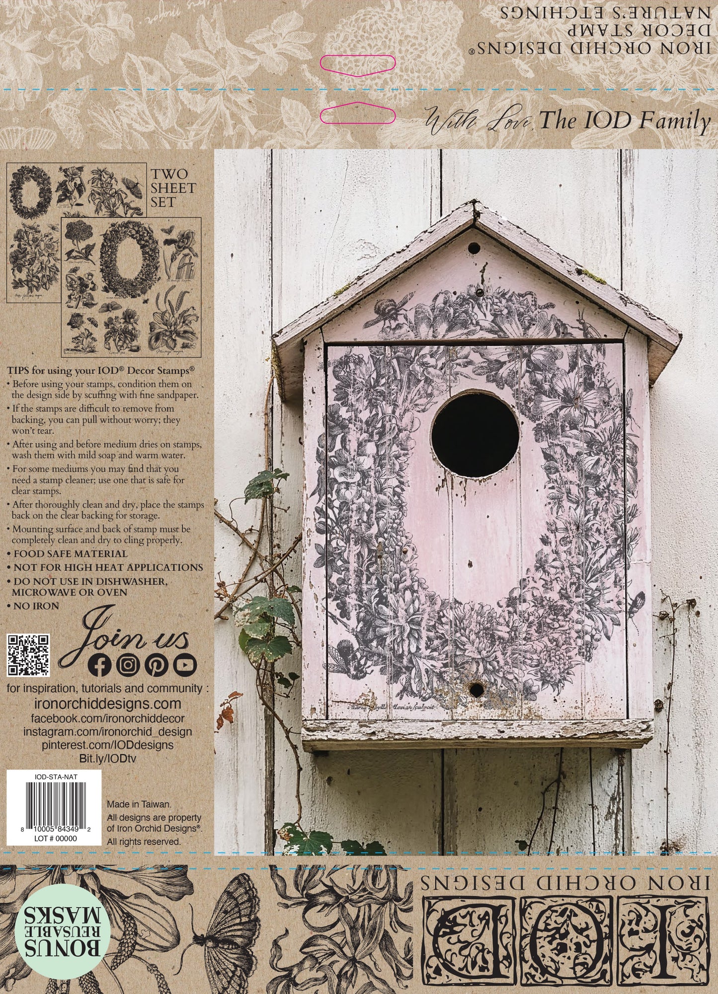 Nature's Etchings — IOD Stamp 12x12 Double Sheet with Masks