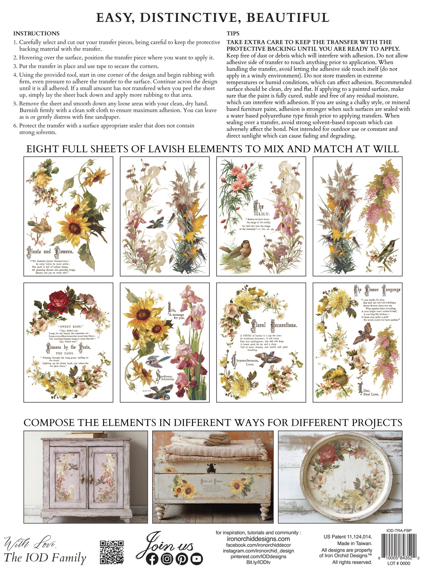 Flowers by the Poets — IOD Transfer 12x16 Full Color Transfer Set