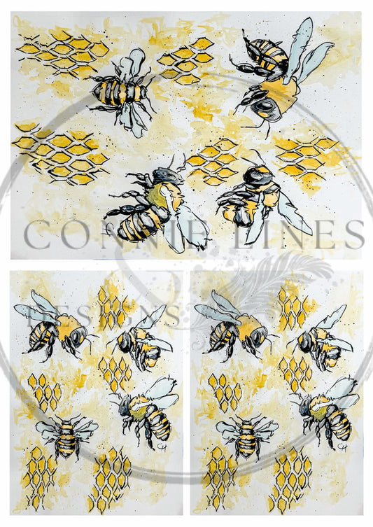 Multiple Busy Bees - Connie's Rice Paper