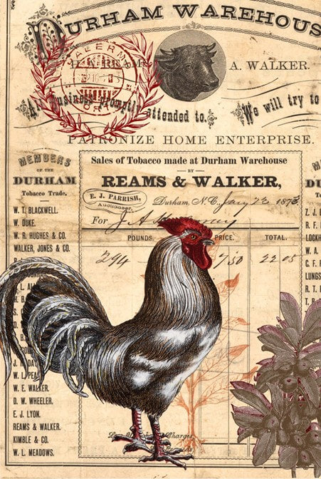 Rooster Ephemera Roycycled Decoupage Paper