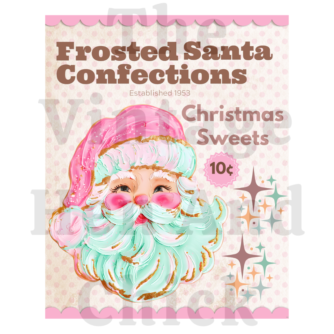 Frosted Santa Confections Vintage Christmas Printable  – JPEG/PNG Digital Download