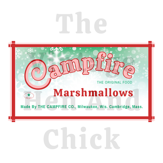 Campfire Marshmallow Replica Label - Vintage Colors Snow  – JPEG/PNG Digital Download