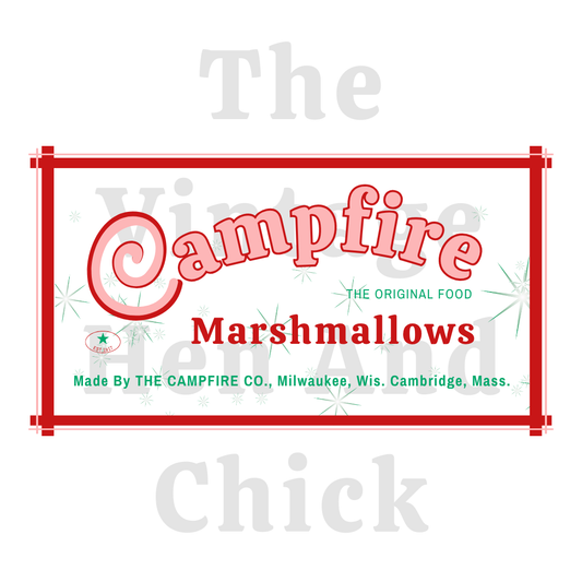 Campfire Marshmallow Replica Label - Vintage Colors Starburst  – JPEG/PNG Digital Download