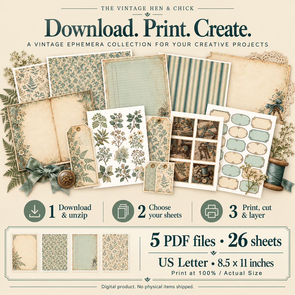 The Keepsake Drawer – Vintage Junk Journal Scrap Pack