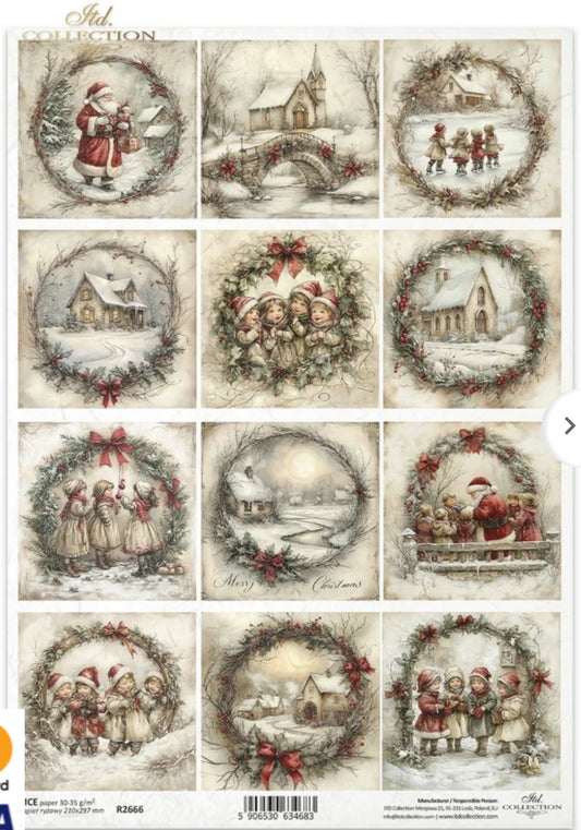 Wreathes and Wishes Rice Decoupage Paper